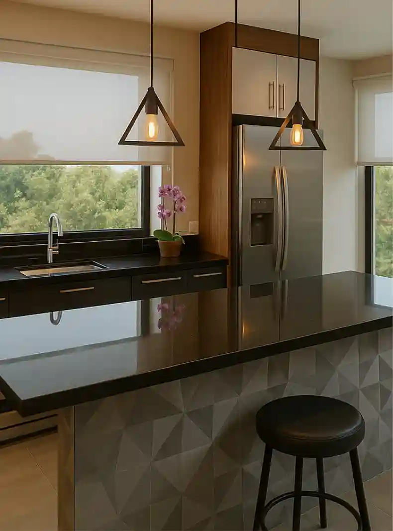 Persiana tela solar sob medida em sala — Artmari Decor Balneário Camboriú SC